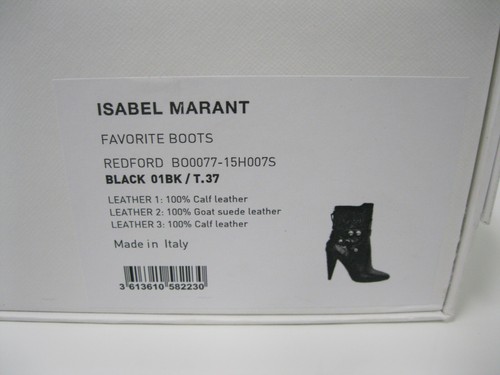 Isabel Marant Redford Ankle Boots Leather Reptile Velvet Shoes Sz 37 $1170 NEW - Picture 7 of 7