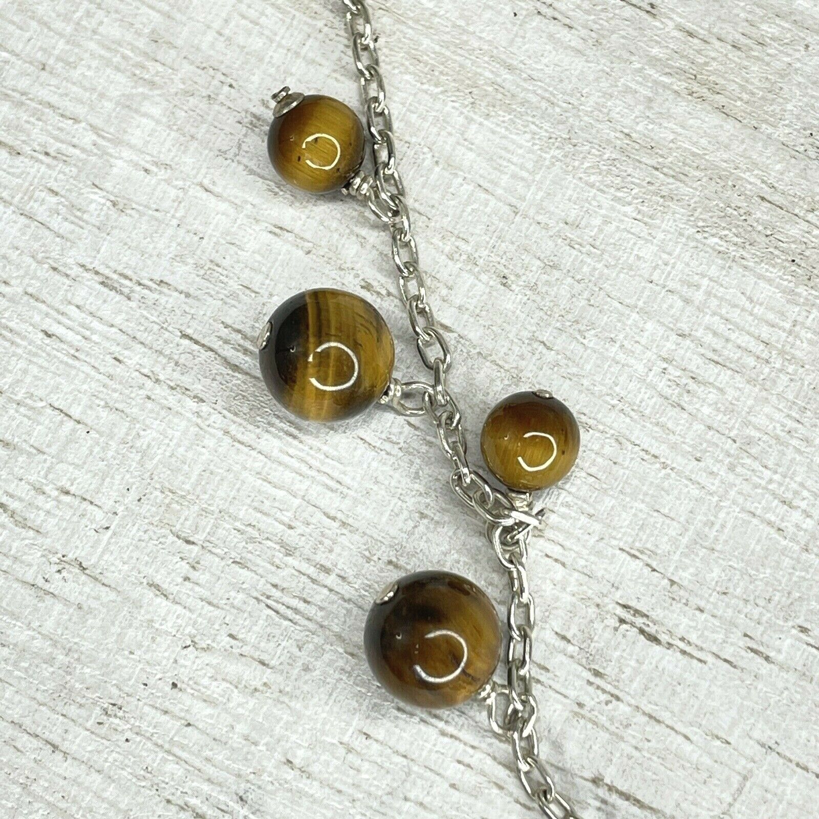 925 Sterling Silver Tigers Eye Stone Chain Neckla… - image 5