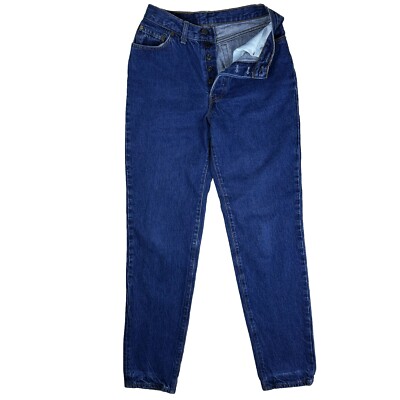 Vtg Levis 501 Womens 11 Button Fly High Waist Blue Denim Mom Jeans 