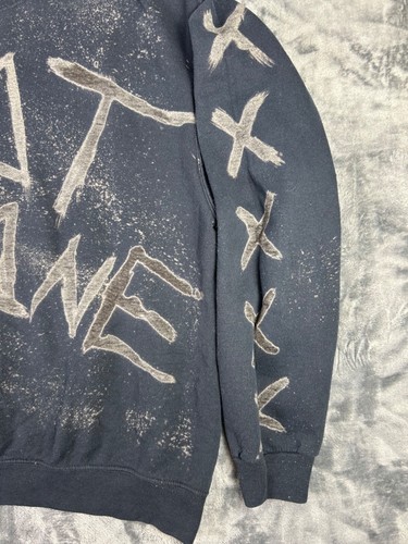 Grunge Streetwear Crewneck Handmade Bleach Dye Not Alone XXX Mens XL - Picture 4 of 10