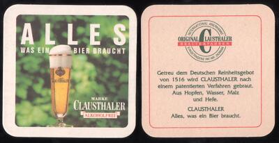 alter Bierdeckel Clausthaler alkoholfrei Binding FRANKFURT Varianten *BD783a