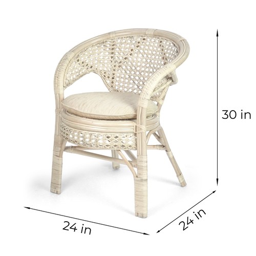 Pelangi Rattan Wicker Set of 2 Chairs w/Cushion and Round Dining Table - Picture 13 of 26