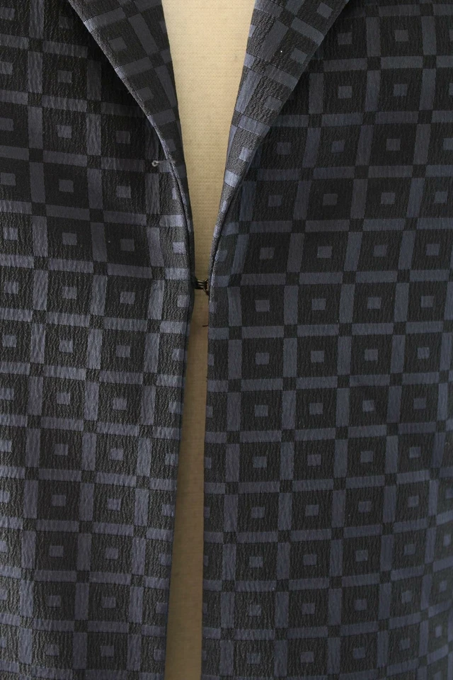 Tahari Azul Marino Negro Estampado Geométrico Bloque Chaqueta Larga Gabardina Carrera Talla 4 Foto 2 de 4