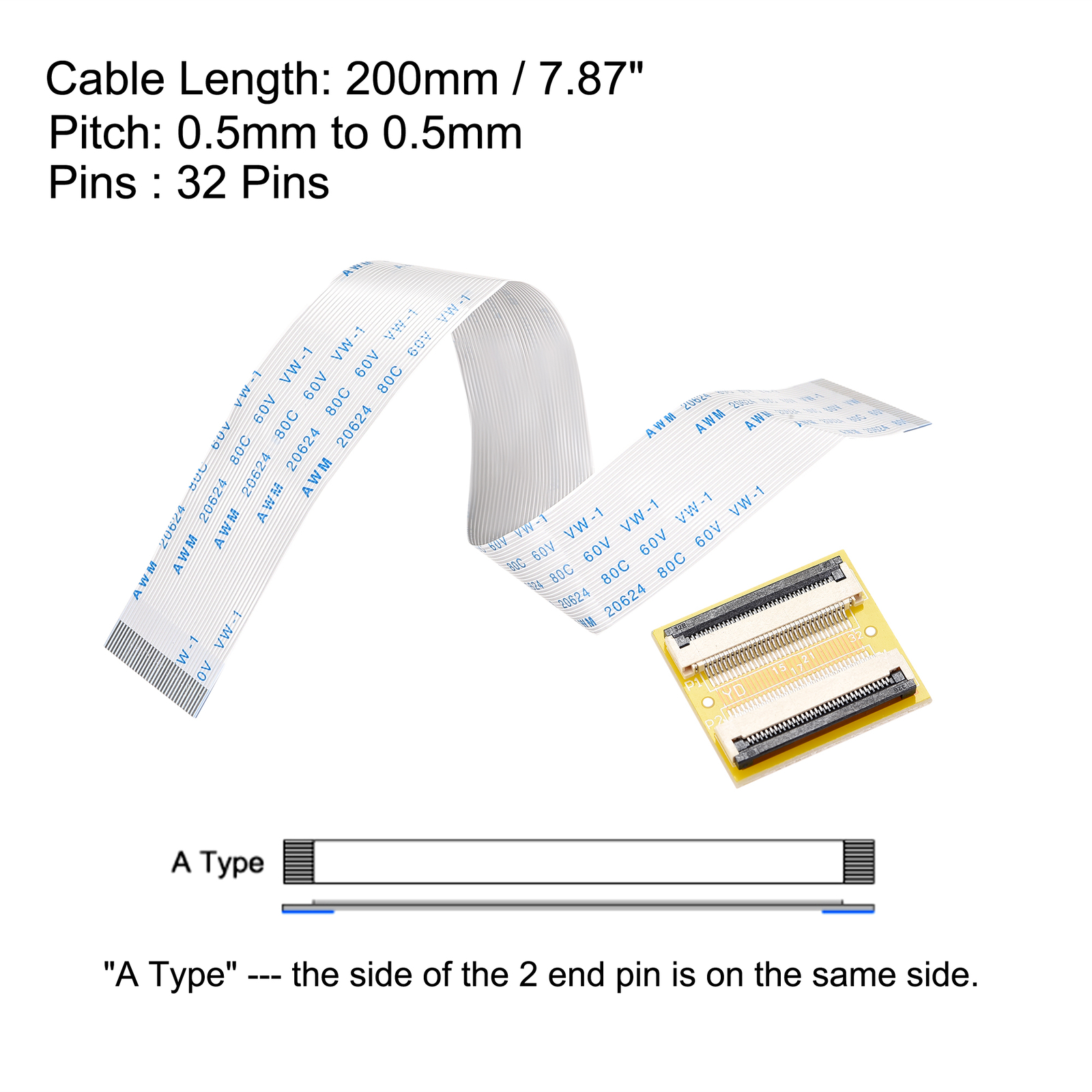 Sourcing Map 10Pcs Cu00e2ble Plat Flexible 10 Broches 0.5mm Pas 150mm FPC