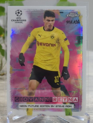2020-21 Topps Chrome X Steve Aoki UCL Neon Futures #NF-GR Giovanni Reyna