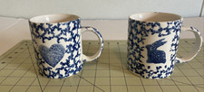 Lot of (2) Blue Heart 11oz Mug with Sponge Art Look preowned