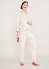 Hatch Maternity Women's THE LINEN PAPERBAG PANT Ivory Tencel/Linen 188 NEW