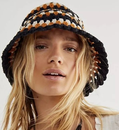 Pixie Striped Crocheted Knit Bucket Hat 