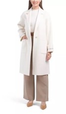 Theory Women s Easy One Button Women s Coat Ivory Winsome 2 Sz L Overcoat 795