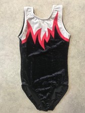 Turnanzug Gymnastikanzug kurzarm Samt schwarz weiß Lycra rot Gr.140 NEU