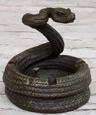 Unique Cobra Snake Bronze Sculpture Ashtray Art Deco Figurine Collectible Sale