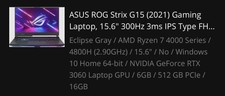 Rog Strix G15 Gaming Laptop Rtx 3060 1tb+512gb