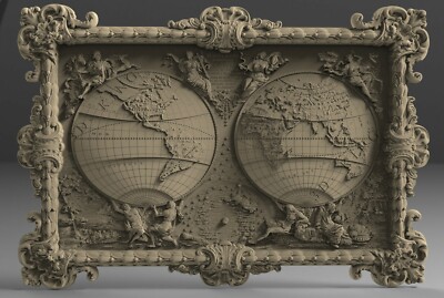 3D STL Model # THE MAP OF THE WORLD  # for CNC 3D Printer Engraver Carving Aspir