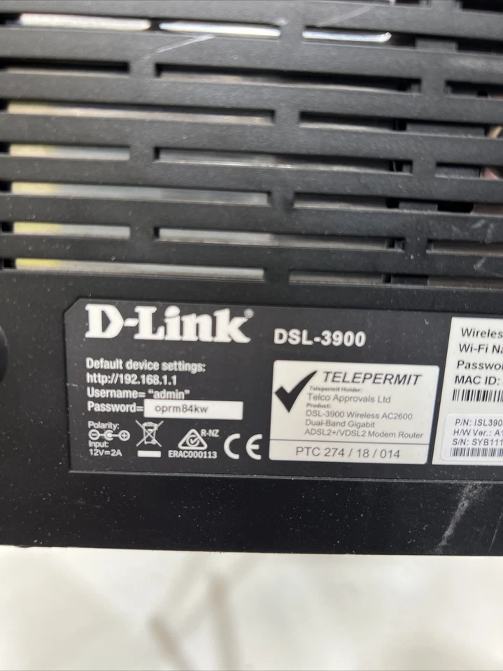 D-LINK WIRELESS VIPER AC2600 DUAL BAND GIGABIT ADSL2+/VDSL2 MODEM DSL-3900 - image 3 of 4