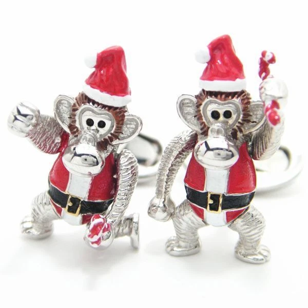 Jan Leslie Santa Claus Monkey with moving limbs Cufflinks Silver 925 24mm x 15mm - Изображение 2 из 4