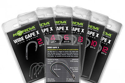 Korda Wide Gape X Carp Fishing Hooks - Sizes 2 - 12 Available, For Snag & Carp