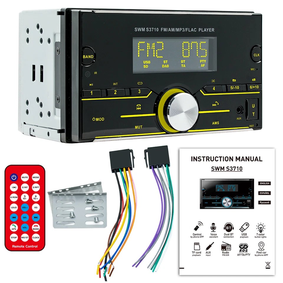 Reproductor de MP3 para automóvil Reproductor de MP3 2 DIN Audio BT FM AUX USB Encontrar autos Unidad principal en el tablero Foto 2 de 4