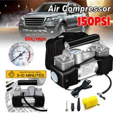 Heavy Duty Dual Cylinder Tire Inflator w/LED Light 150 PSI 12V for Car,SUV,Truck