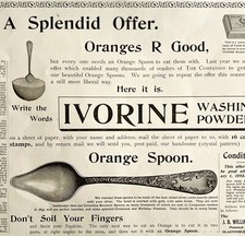 Ivorine Washing Powder 1894 Advertisement Victorian Soap Orange Spoon DWKK16