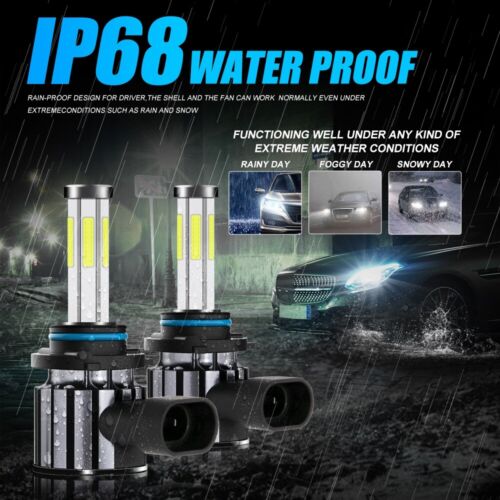 2x 6-sides 9006 HB4 LED Headlight Globes 38400LM 6000K High/Low Beam White Bulbs - Picture 10 of 12