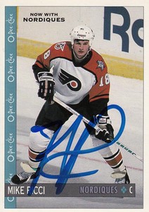 1992 mike ricci 18 philadelphia flyers autographed signed o pee mike ricci flyers
