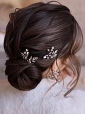 Crystal Bride Wedding Hair Pins Silver Hair Piece Bridal Flower 3 Rose Gold