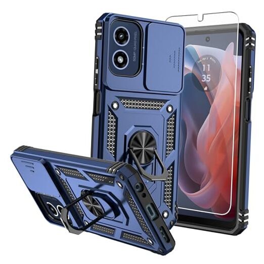 for Case,with Screen Protectors and Camera Cover,[Military Moto G 5G 2024 Blue