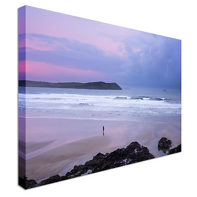 Early Riser Polzeath Beach Cornwall Canvas Wall Art Picture Print