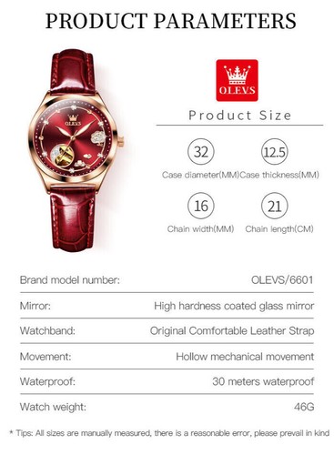 OLEVS Waterproof Luminous Diamonds Dials Automatic Mechanical Watch Women's - Bild 2 von 20