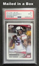 Patrick Mahomes II 2017 SAGE HIT #5 PREMIER DRAFT RC PSA 9 MINT _Mailed in a Box