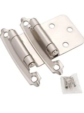 DecoBasics Satin Brushed Nickel Cabinet Hinges for Kitchen Cabinets 25 Pair - 50