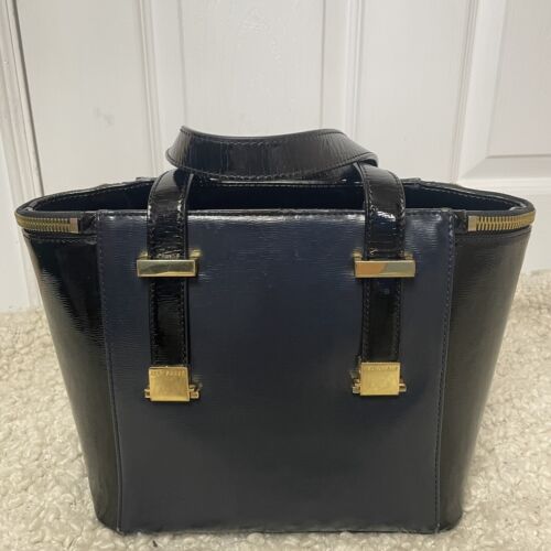 Ted Baker Leather Blue and Black Satchel Bag Purse - Picture 3 of 9