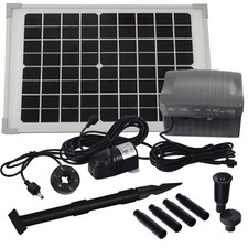 Agora-Tec&reg; 10 Watt Solar Springbrunnen Garten Teich Pumpe Set mit AKKU & LED
