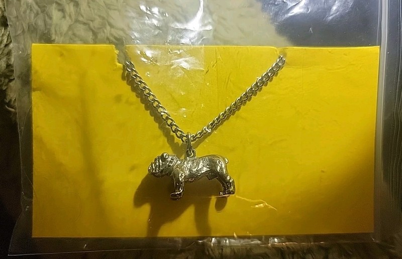 Vintage MACK TRUCK BULLDOG TIE CLIP/CHAIN ANSON PAT.PENDING Silver Tone.