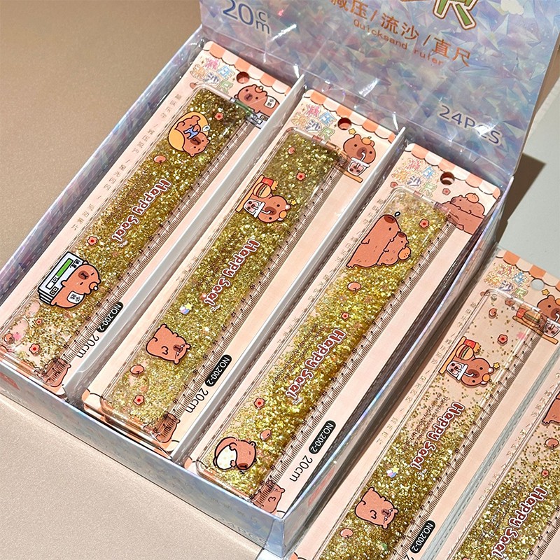 Cartoon Lovely Capybara Flowing Sand Ruler Cute Portable Measuring ...
