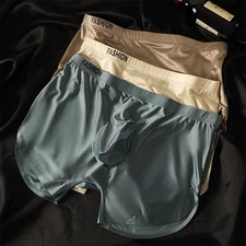 4PCS Men's Ice Silk Underwear Breathable Boxer Shorts Seamless Satin Soft Briefs