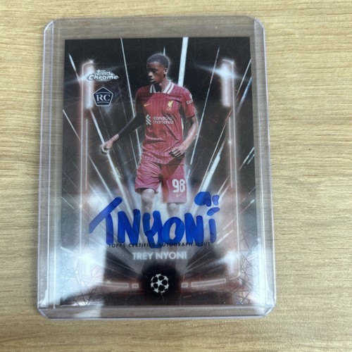 Trey Nyoni RC Black Lazer Auto 2024/25 Topps UCC Chrome Liverpool FC