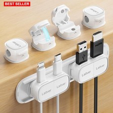 Magnetic Cable Clips 6 Pk Cord Organizer Holder Single Double Plastic Base Desk