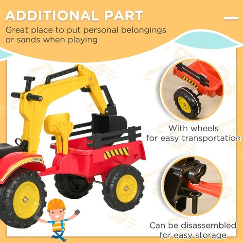 Tretbetriebener Traktor Aufsitz Auto bewegliche Schaufel Lenkrad 3-6 Jahre - Bild 8 von 10