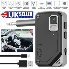 Bluetooth 5.3 Car Wireless Transmitter Receiver Adapter AUX Audio 3.5mm Jack -