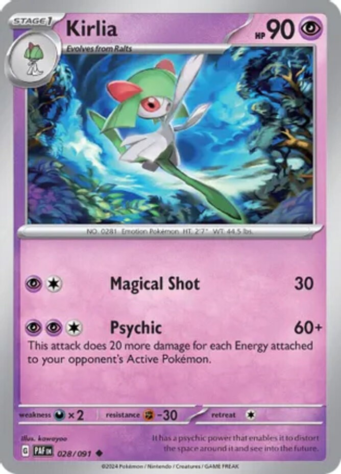 Kirlia - 028/091 - Uncommon (Near Mint) Paldean Fates - Psychic Pokémon