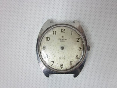 VINTAGE ZENITH STELLINA 28800 SPORTO 2562 MENS STEEL CASE WRISTWATCH