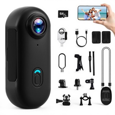 Action Cam 4K 30M Body Kamera Wasserdicht WiFi Helmkamera Sportkamera 360°Klamme