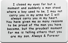 Metal Wallet Insert Card Gift from Mom to My Son Inspirational Gift Encouragemen
