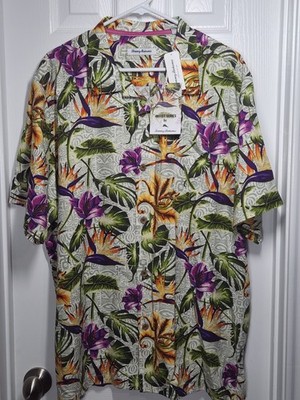 NWT Tommy Bahama Mens XL Shirt ARTISTS SERIES ''Tikis in the Tropics'' Silk Camp