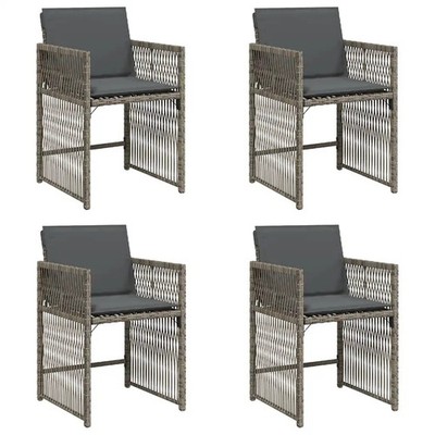 Gartenstühle mit Kissen 4 Stk. Grau Poly Rattan