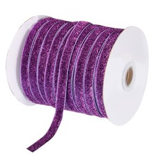 Metallic Glitter Velvet Ribbon 3/8 Inch x 50 Yard Gift Wrapping Purple