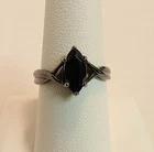 Vintage Avon Sterling Black Onyx Ring Size 9 Marquise Cut Gemstone 925 Silver
