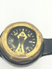 Vintage 1950s West Germany Diving Wrist Compass Brass Bezel Rubber Band Military
