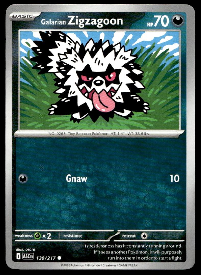 GALARIAN ZIGZAGOON 130/217 COMMON ASCENDED HEROES POKEMON NM/M